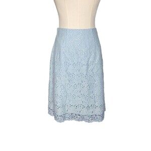 BLUGIRL Bluemarine Skirt S Pale Blue Lace Sequin Knee Spring Small Floral